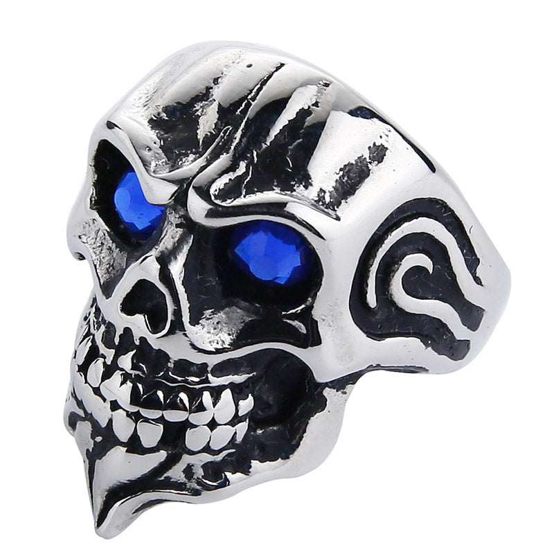 Men's Gold Biker Gothic Skull Ring Red Eye stainless steel old motorcycle restoring ancient ways ring for Men Jewelry