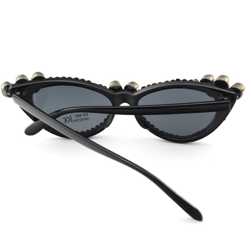 Rhinestone Sunglasses Cat Eye Women Skull Black Punk Sun Glasses for Woman Party Festival Hip Hop Fashion Style