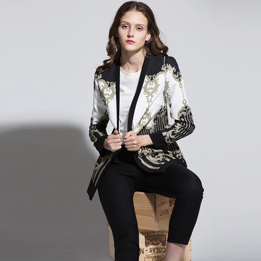 Vintage Gothic Jackets Women Autumn Winter New Slim Full Sleeve Abstract Flower Barroco Print Belt Cardigan Designer Jacket