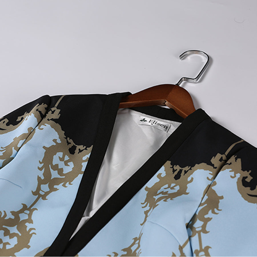 Vintage Gothic Jackets Women Autumn Winter New Slim Full Sleeve Abstract Flower Barroco Print Belt Cardigan Designer Jacket