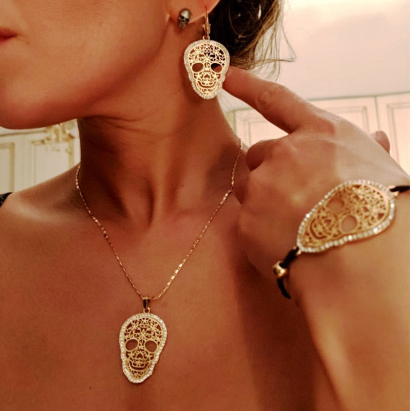 Vintage Punk Sugar skull Jewelry Set for Women Fashion Jewelry