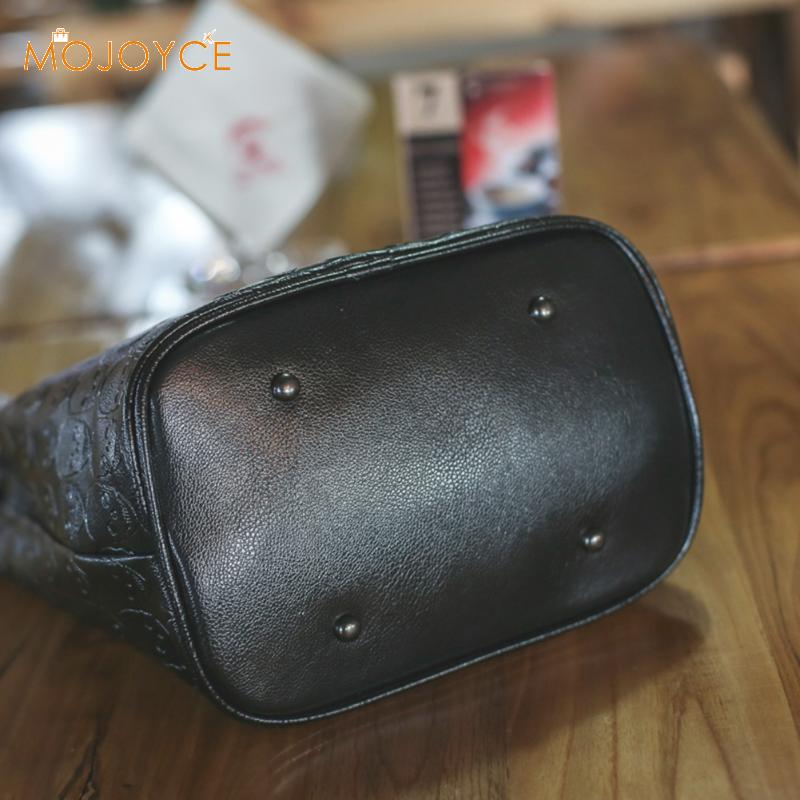 Vintage Skull Shoulder Bags Composite Bags Women Bucket PU Leather Female Black Handbags Ladies Casual Chain Tote Bags