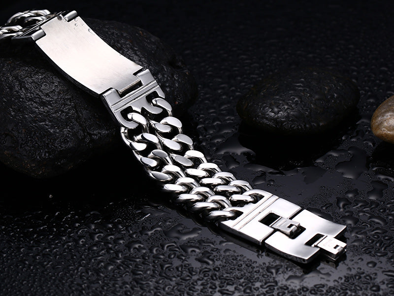 Biker Bracelets Men's Jewelry 316l Stainless Steel Skull Double Chain Charm Gift
