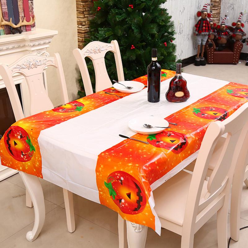 Waterproof Disposable Plastic Table Cover Halloween Skull Pumpkin Tablecloth