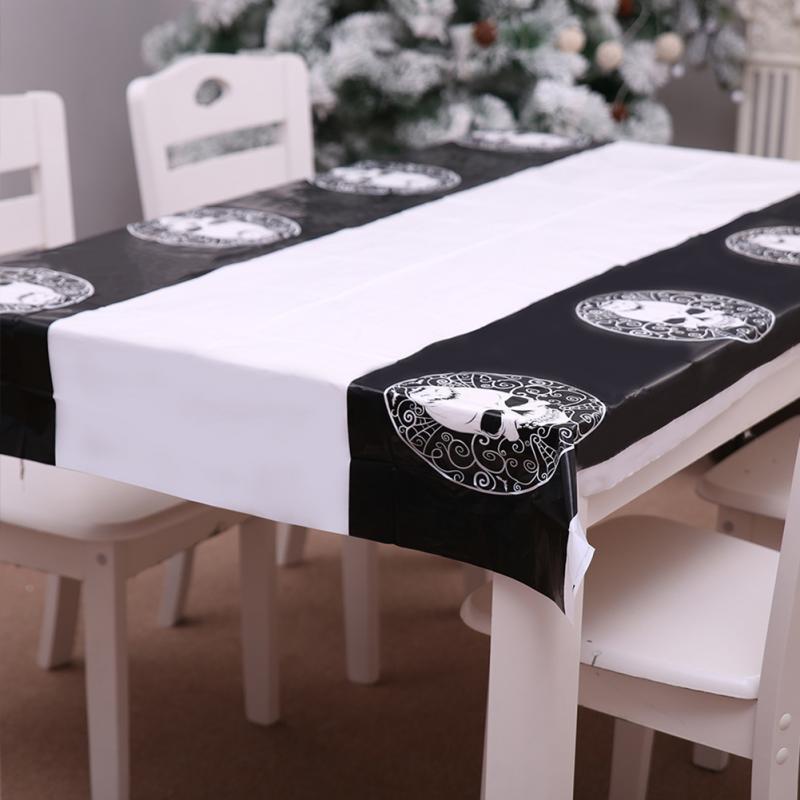 Waterproof Disposable Plastic Table Cover Halloween Skull Pumpkin Tablecloth