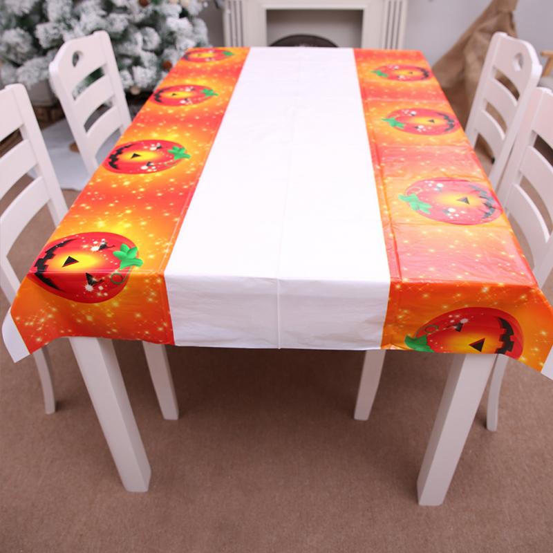 Waterproof Disposable Plastic Table Cover Halloween Skull Pumpkin Tablecloth