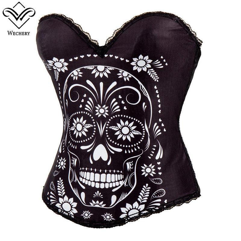 Women Steampunk Top Corset Skull
