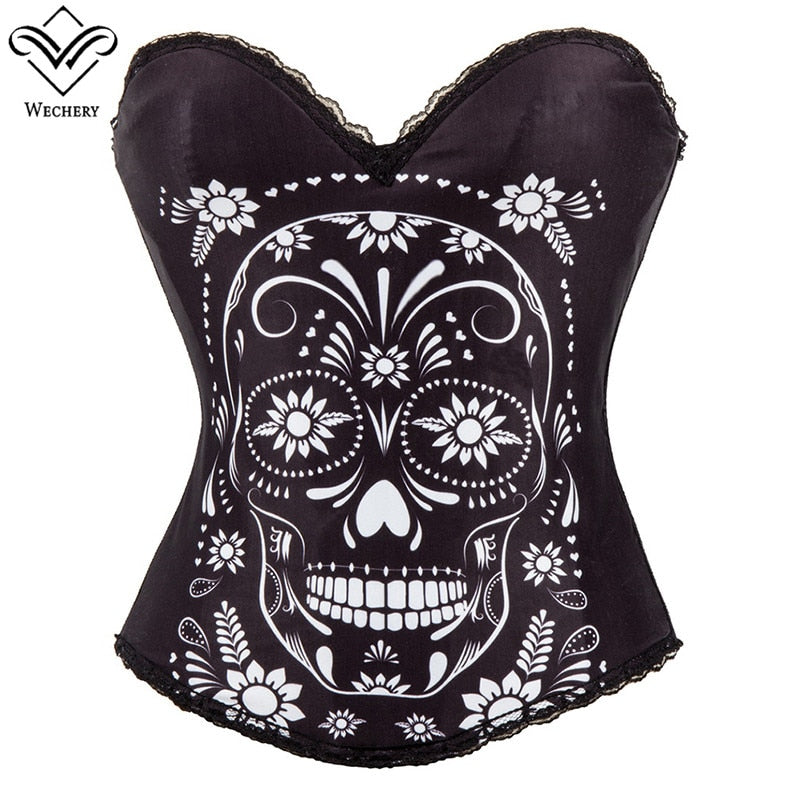Women Steampunk Top Corset Skull