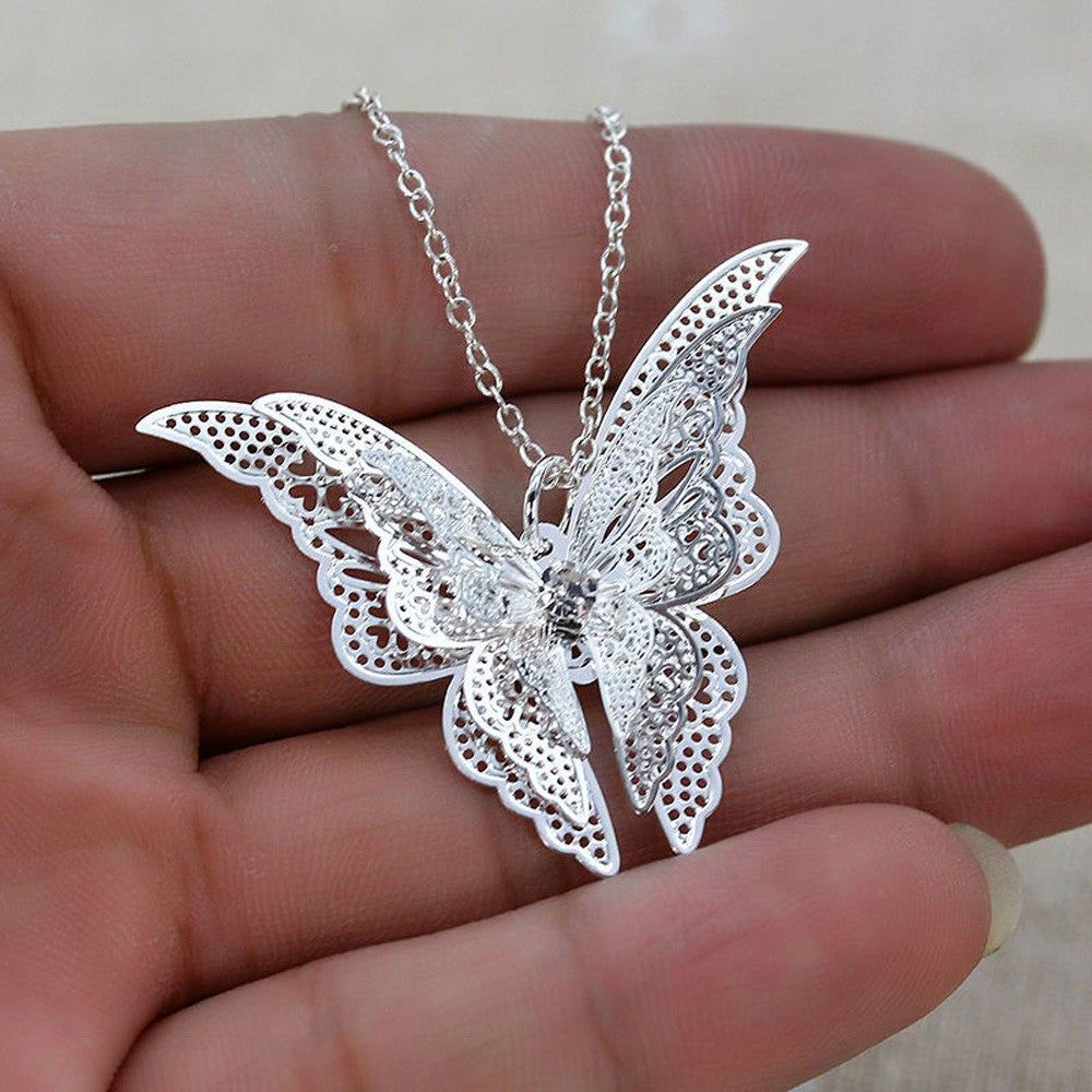 New Fashion Women's Jewelry Butterfly Pendant & Necklace Chain Women Lovely Butterfly Pendant Chain Necklace Jewelry