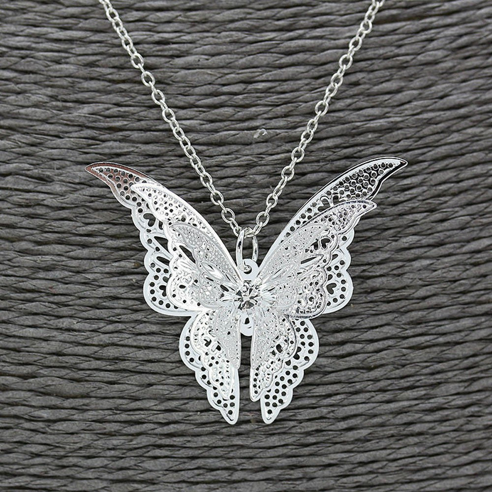 New Fashion Women's Jewelry Butterfly Pendant & Necklace Chain Women Lovely Butterfly Pendant Chain Necklace Jewelry