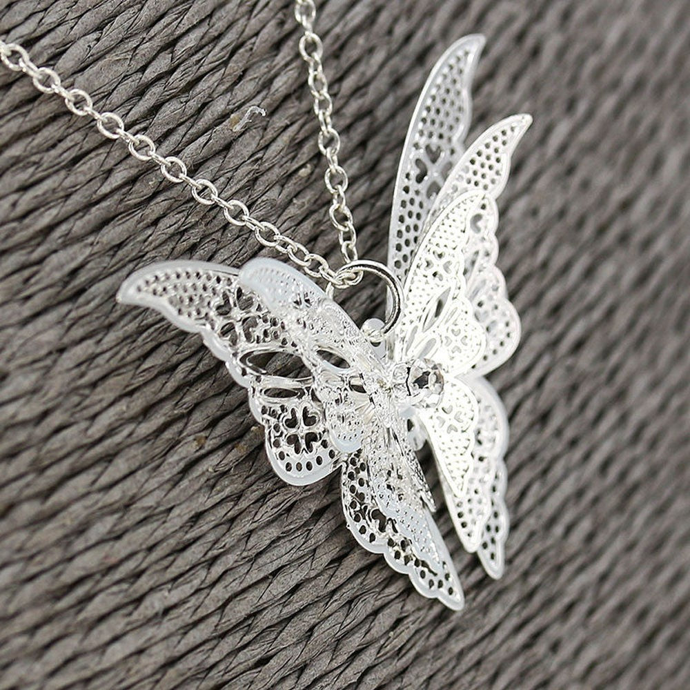 New Fashion Women's Jewelry Butterfly Pendant & Necklace Chain Women Lovely Butterfly Pendant Chain Necklace Jewelry