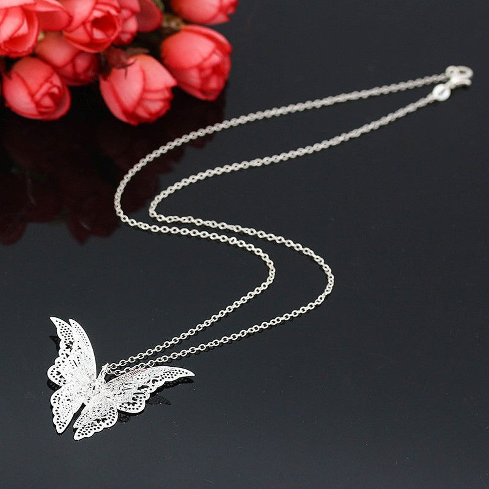 New Fashion Women's Jewelry Butterfly Pendant & Necklace Chain Women Lovely Butterfly Pendant Chain Necklace Jewelry