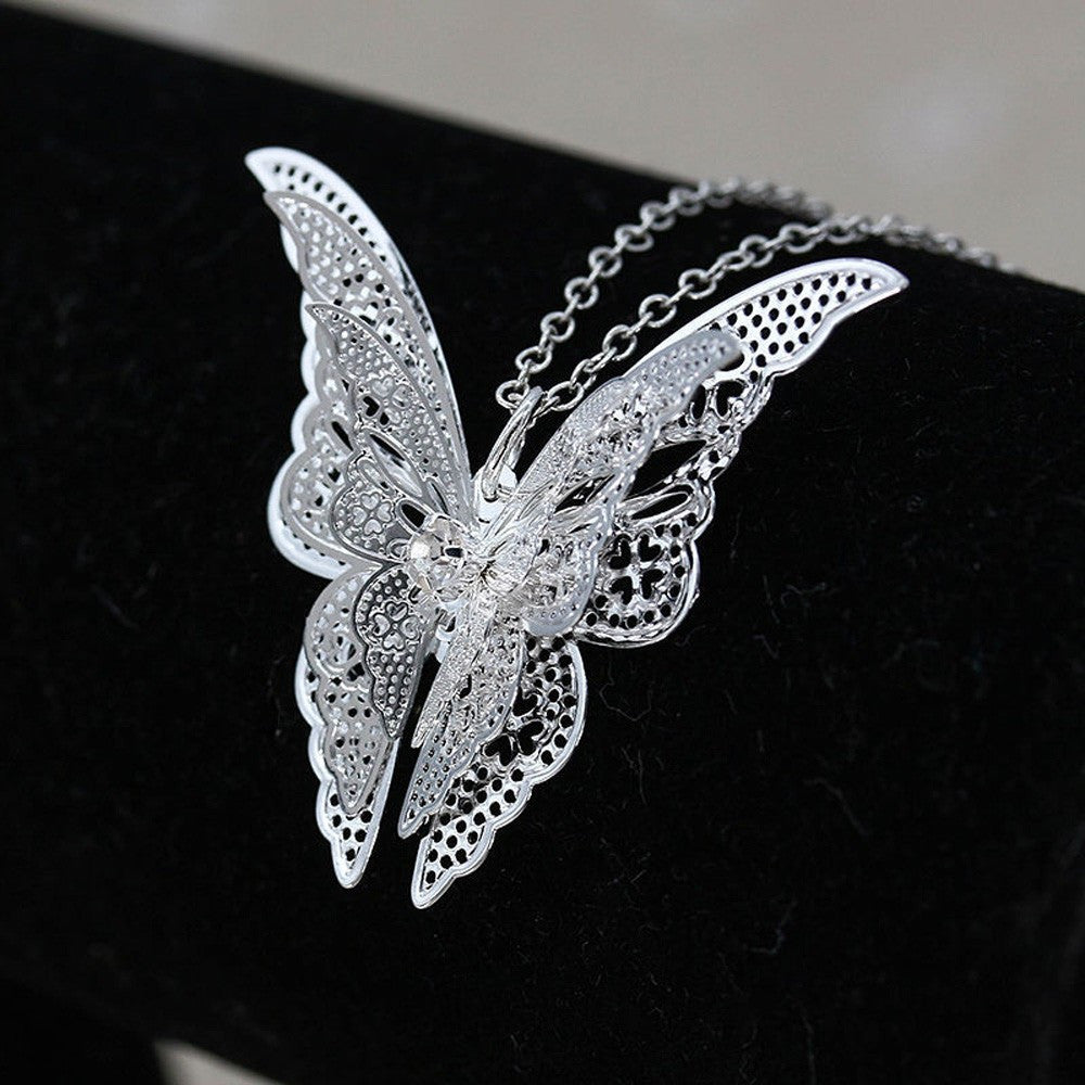 New Fashion Women's Jewelry Butterfly Pendant & Necklace Chain Women Lovely Butterfly Pendant Chain Necklace Jewelry