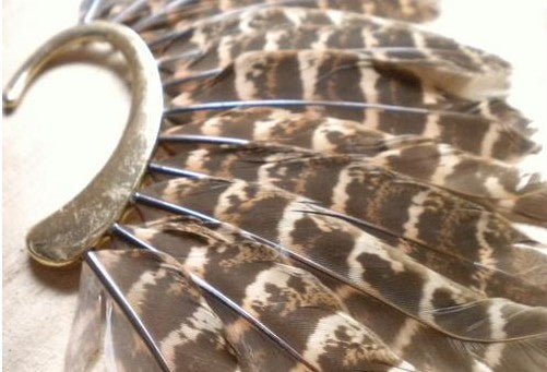New Unique 1Pc(Left)Unisex Big Feather Ear Cuff Non Piercing Gold Clip On Earrings For Women/Men