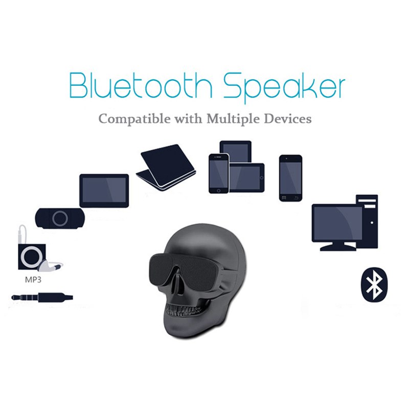 Wireless Sunglass Skull Bluetooth Speaker bass Halloween Cartoon Gift Mini Skull head Shape  Portable for iphone computer
