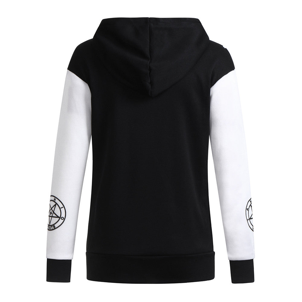 Women Casual Hoodies Moletom Autumn Winter Black Long Sleeve Zip Sweatshirts