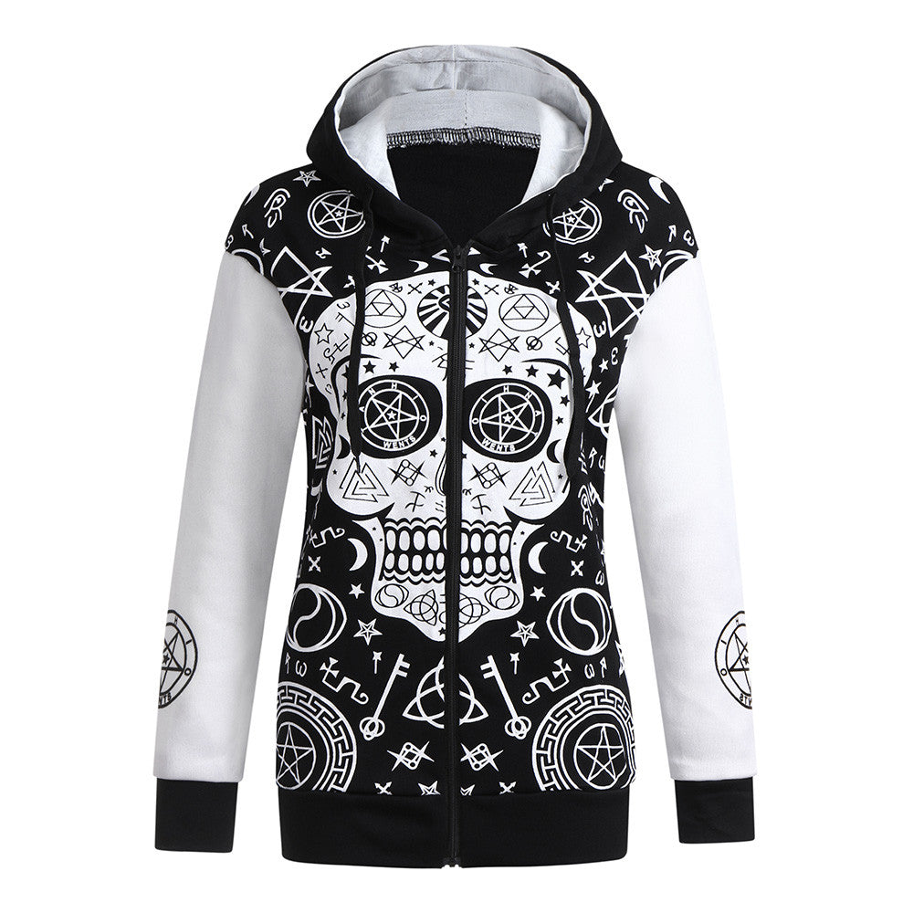 Women Casual Hoodies Moletom Autumn Winter Black Long Sleeve Zip Sweatshirts