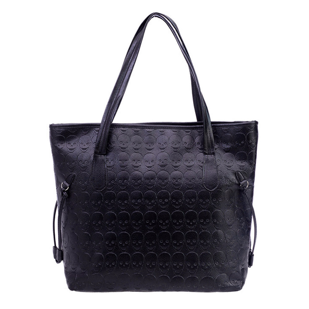 Women Fashion Handbag Retro Skeleton Embossing Shoulder Bag Large Tote Purse female skull pattern large shoulder bag tote bag