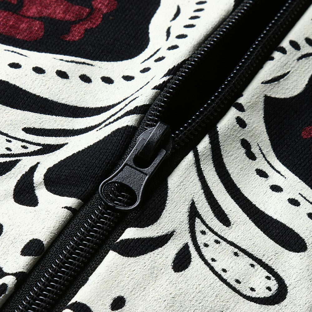 Black Skull Rose Print Casual Hoodies Tracksuits Sueter