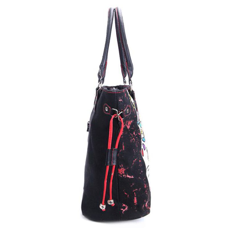 Women Lady Girl Sugar Skull Kitty Cat Candy Handbag School Shoulder Bag Gothic Punk Rockabilly