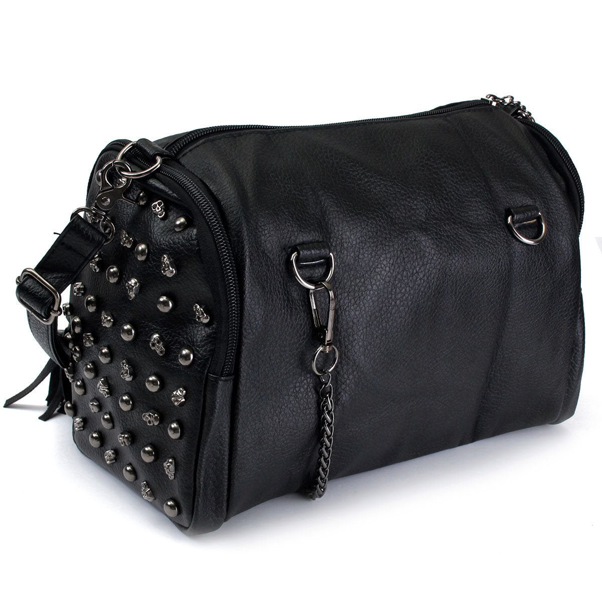 Women Skull Bag Rivet Punk Shoulder Bags Studded Handbag Luxury Motorcycle Crossbody Bolsa Lady Vintage Black Bags Satchel Woman