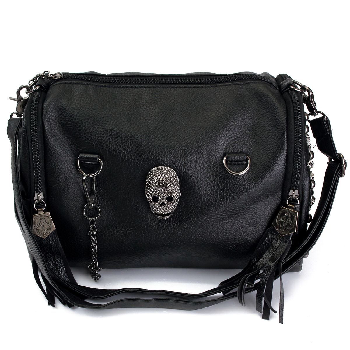 Women Skull Bag Rivet Punk Shoulder Bags Studded Handbag Luxury Motorcycle Crossbody Bolsa Lady Vintage Black Bags Satchel Woman