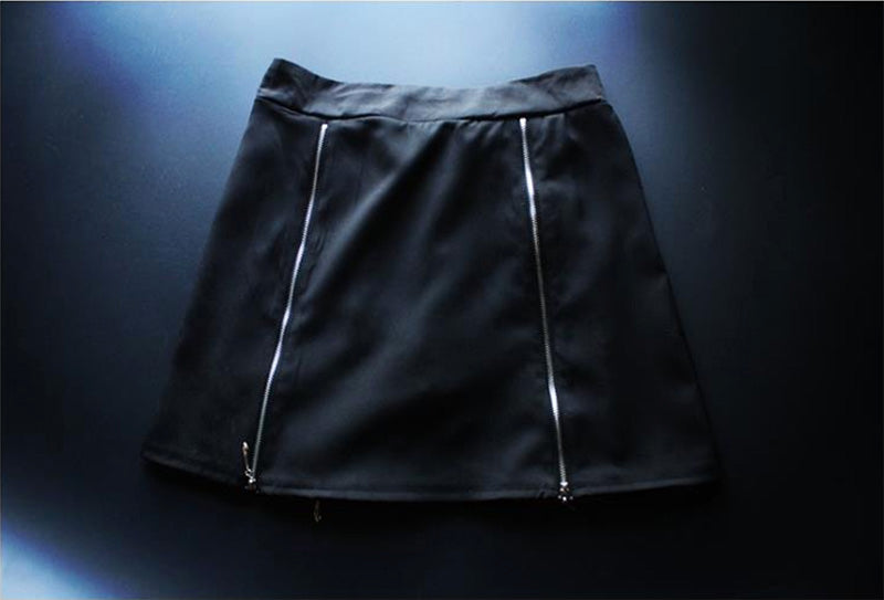 Women's Harajuku Grid Zipper Gothic Black Skirts.Ladies Rock Punk Metal Buckle Strap Skirt.Girl Lolita Suspender Skirt Overalls