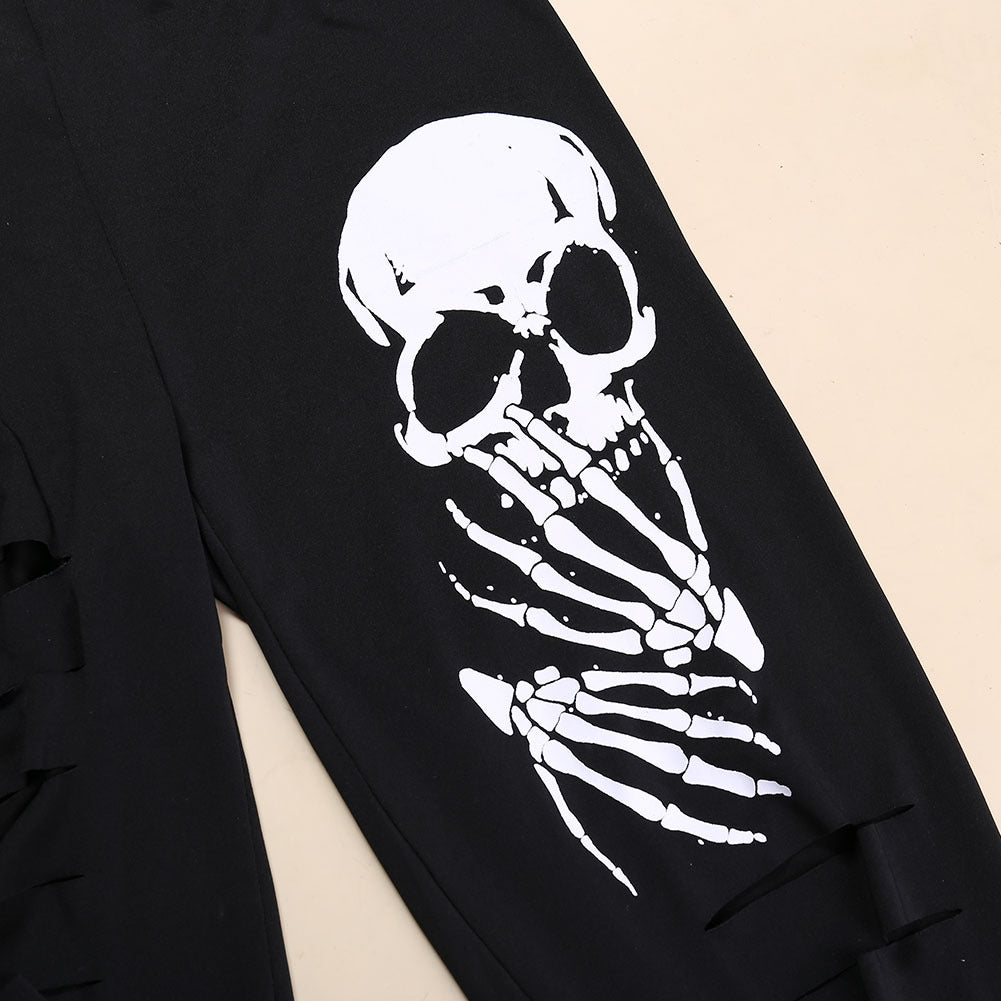 Women's Yoga Pants Running Leggings Fitness Gym Tights Sugar Skull Sport Trousers Black Slim Fit Legging