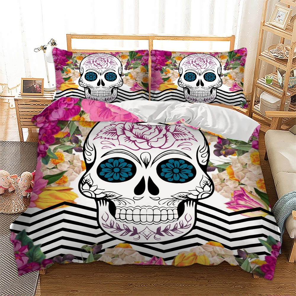 Sugar Skull Bedding Set Colorful Duvet Cover