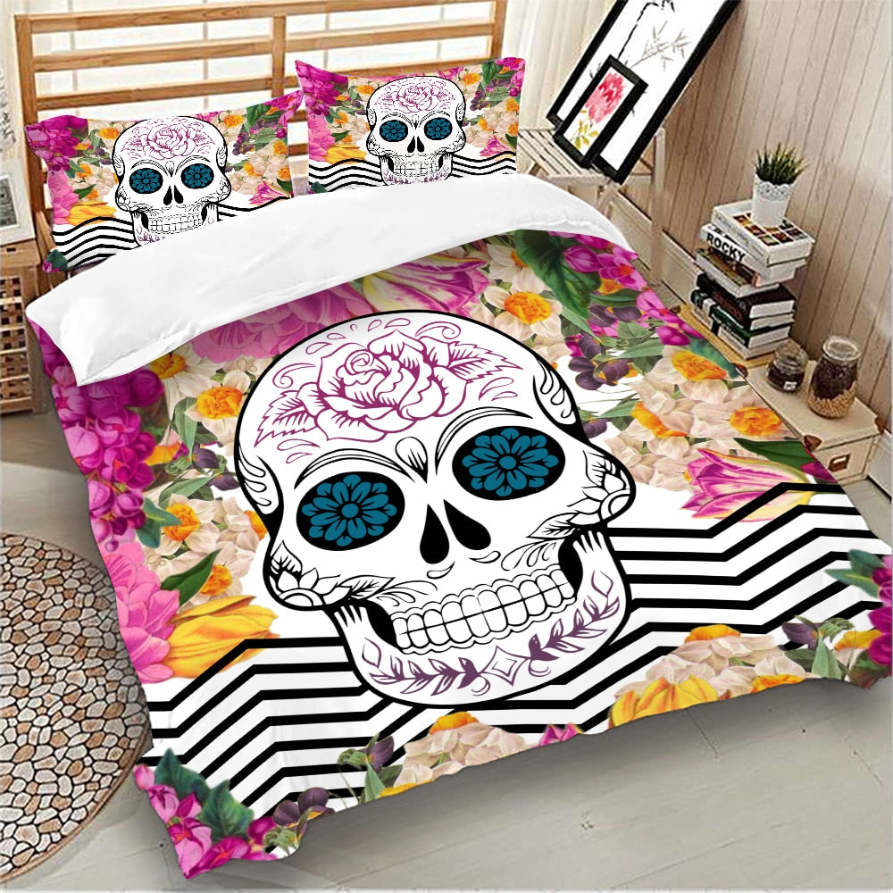 Sugar Skull Bedding Set Colorful Duvet Cover