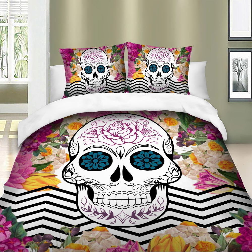 Sugar Skull Bedding Set Colorful Duvet Cover