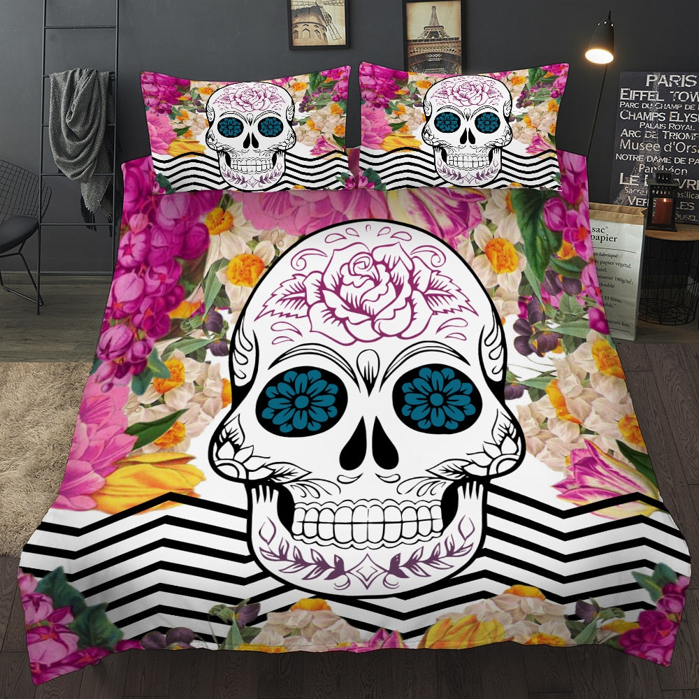 Sugar Skull Bedding Set Colorful Duvet Cover