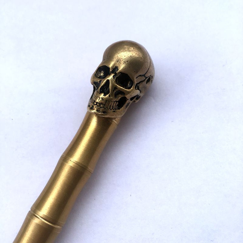 Writing Tools Handmade Solid Brass Pen Skull Ball Point Pen Bamboo Model Brass Ballpoint Pens