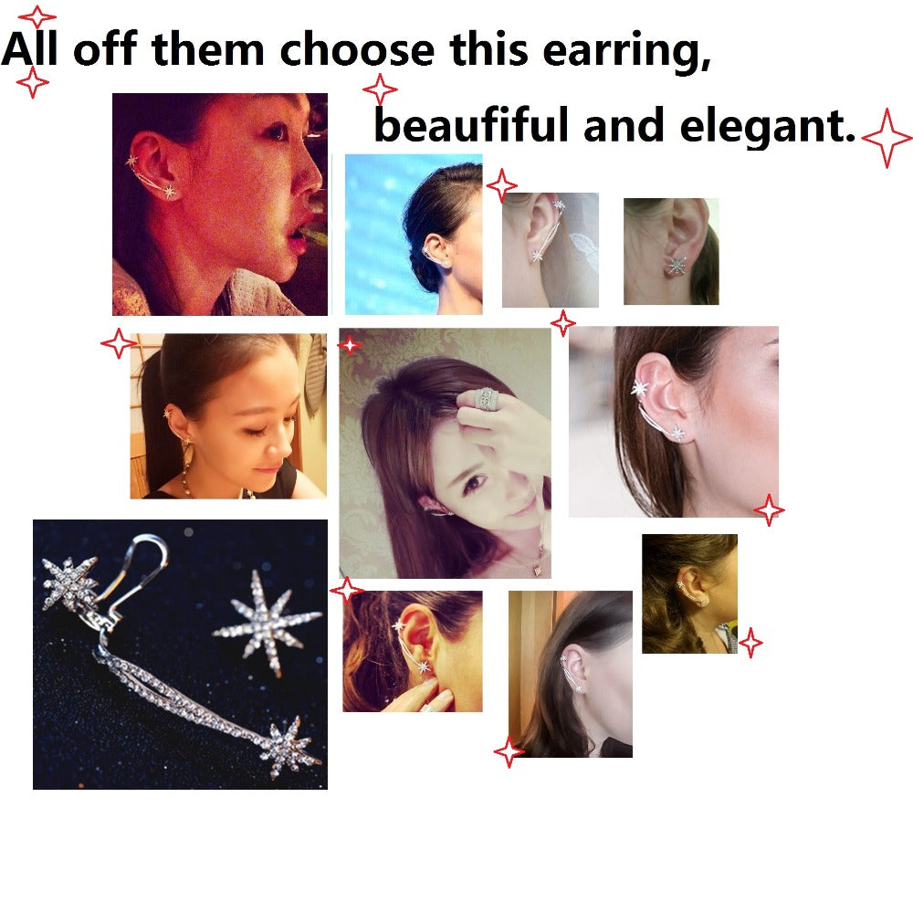 Earcuff Hot Sale Sterling Jewelry Rhinestones Star Clip Earrings Ear Cuff Famous Same Design Fashion Jewelry