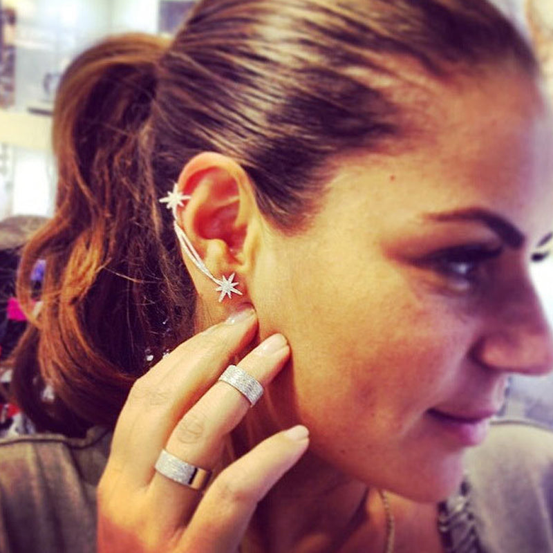 Earcuff Hot Sale Sterling Jewelry Rhinestones Star Clip Earrings Ear Cuff Famous Same Design Fashion Jewelry