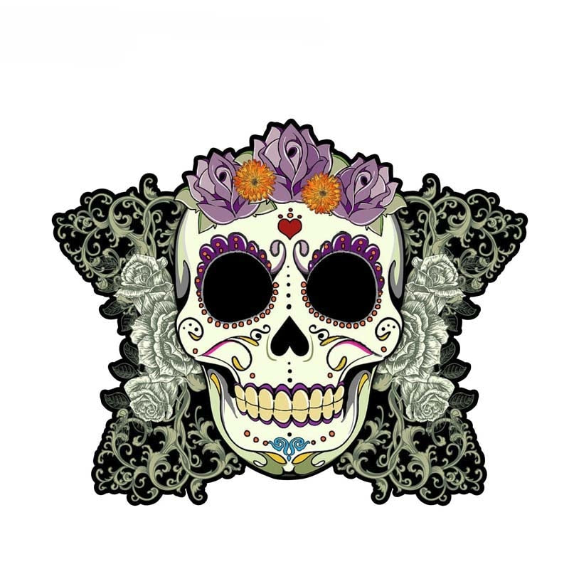 15CM*12.3CM Car Accessories Day Of The Dead Sugar Skull Decal