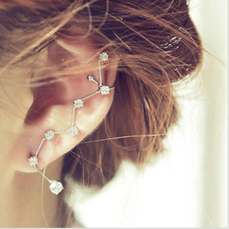 1 PCS Fashion Women Earrings Big Dipper Geometric Rhinestone Ear Cuff Clip Ear Cuff Statement Earring Accessory