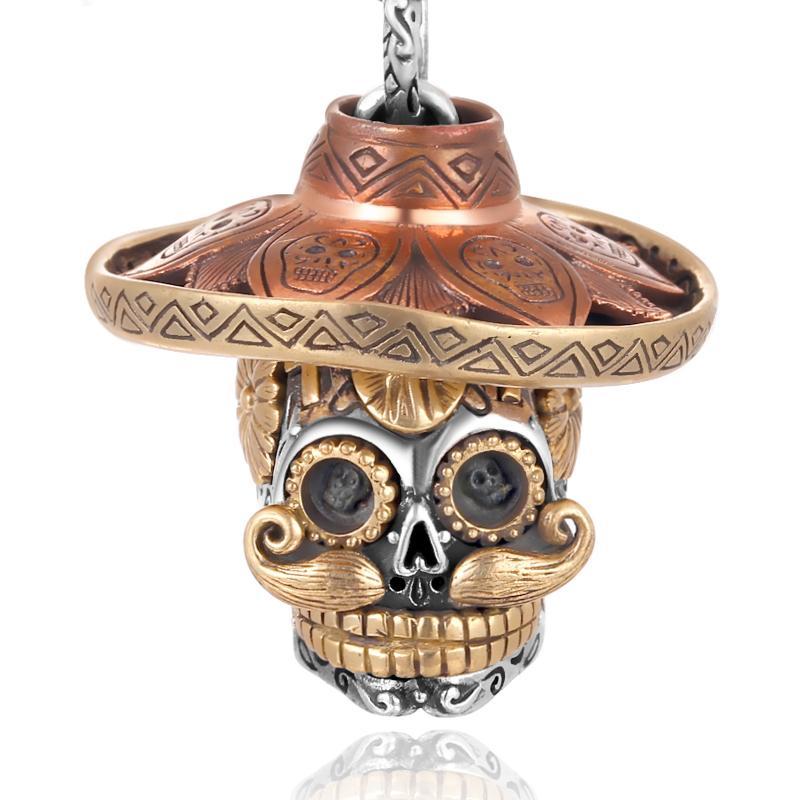 Most Luxury 925 Sterling Silver Skull Pendant Necklace Heavy Gold Copper Cross Jesus Gothic Skeleton Pendants Jewelry