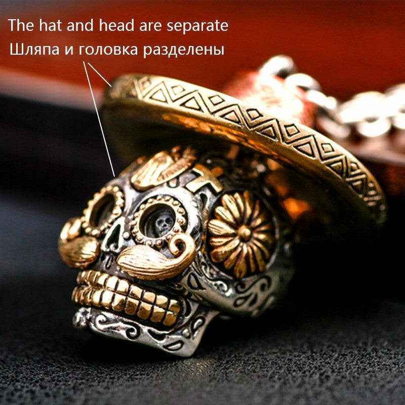 Most Luxury 925 Sterling Silver Skull Pendant Necklace Heavy Gold Copper Cross Jesus Gothic Skeleton Pendants Jewelry
