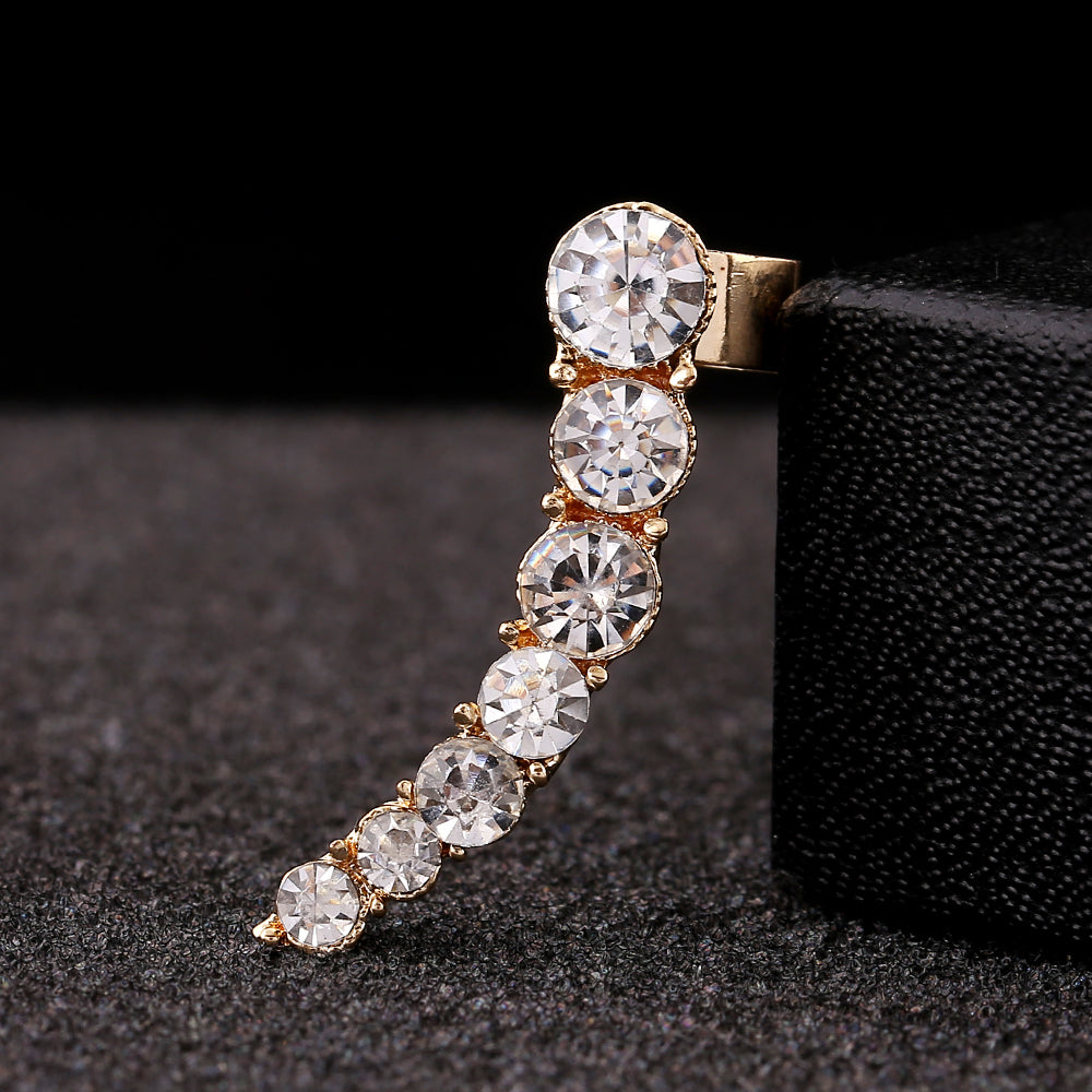 Fashion Rhinestones Left Ear Cuff Piercing Jewelry 7 Crystal Earcuff Punk Gold Silver Plated Clear Zircon Clip Earrings