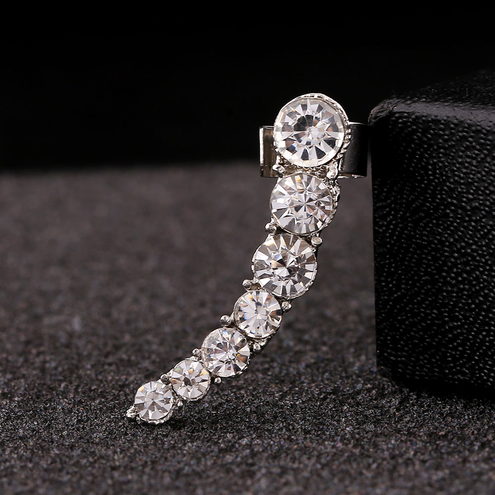 Fashion Rhinestones Left Ear Cuff Piercing Jewelry 7 Crystal Earcuff Punk Gold Silver Plated Clear Zircon Clip Earrings