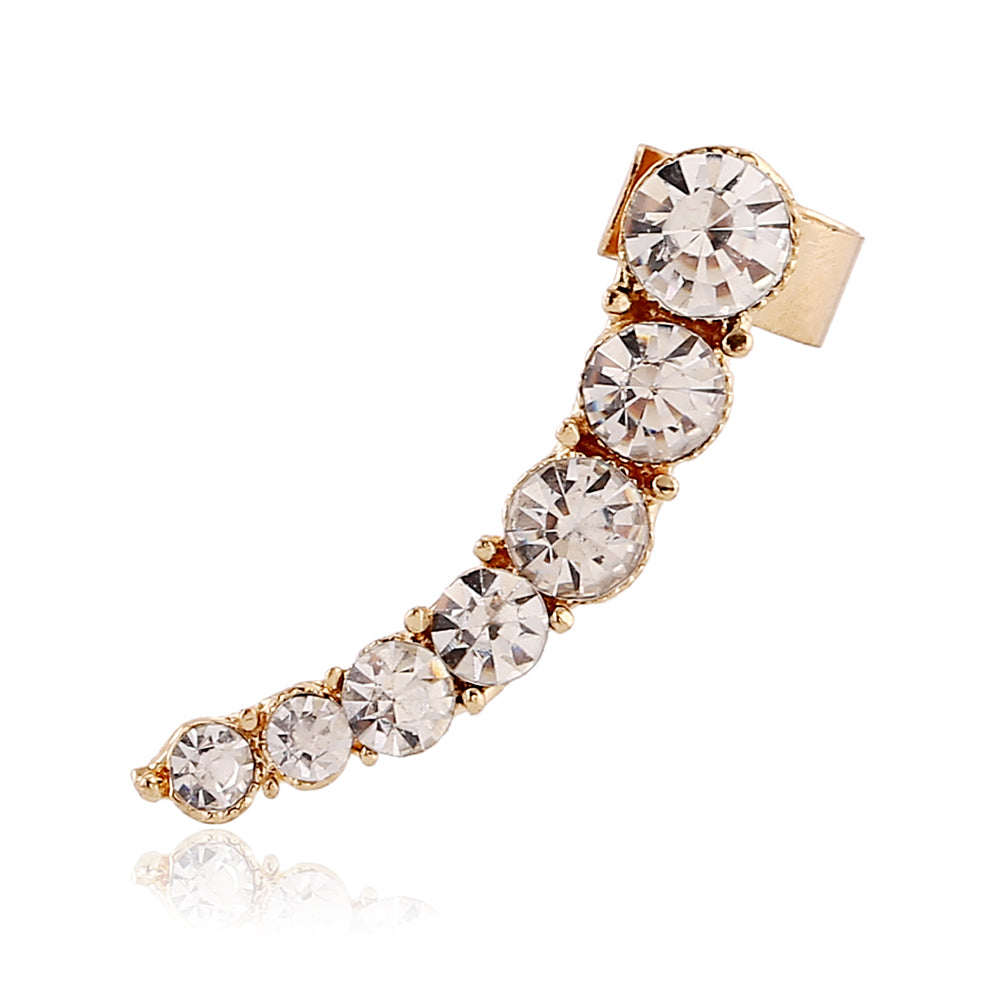 Fashion Rhinestones Left Ear Cuff Piercing Jewelry 7 Crystal Earcuff Punk Gold Silver Plated Clear Zircon Clip Earrings