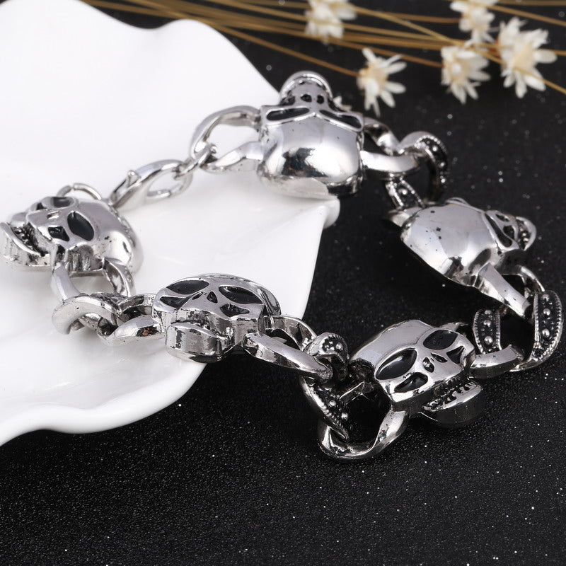 Stainless steel Cool Men's Steel High Quality Biker Man Skull charms Bracelet Chain Factory Price Bracelets & Bangles