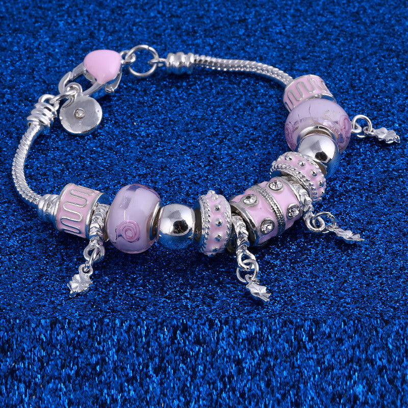 Pink Crystal Charm Silver Bracelets & Bangles for Women With Aliexpress Murano Beads Silver Bracelet Femme Love Jewelry