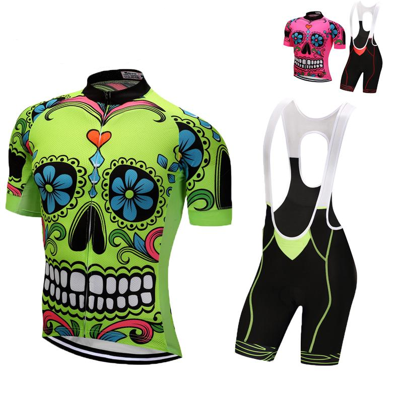 Weimostar Skull ropa ciclismo men Cycling clothing Green Pink Bike Cycling Set uniforme ciclismo Bicycle cycling jersey set