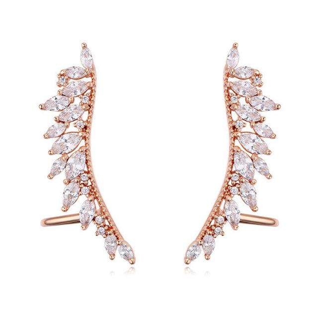 Fashion Wing Ear Cuff Cubic Zirconia Clip Earrings For Women Wedding Party Piercing Earrings Bijoux Mothers Gifts