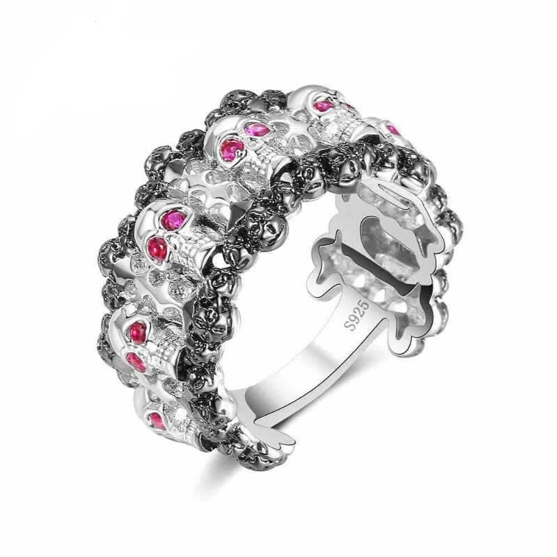 New Punk Rock Women Personalized Rings Vintage Gothic Skeleton Jewelry Antique 925 Silver Domineering Skull Fashion Ring