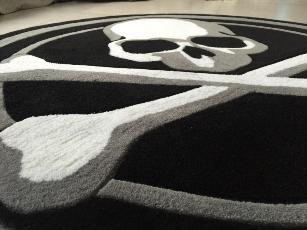 skull Round carpet trend personality black and white living room sofa bed bedroom