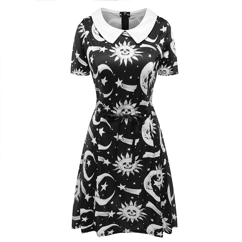 cosmic doll dress punk style black summer dress harajuku new fashion women dress