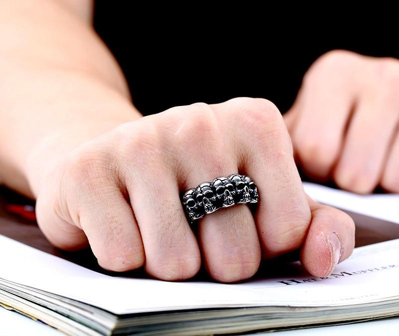 soldier stainless steel men punk skull ring vintage domineering skull 316l steel jewelry